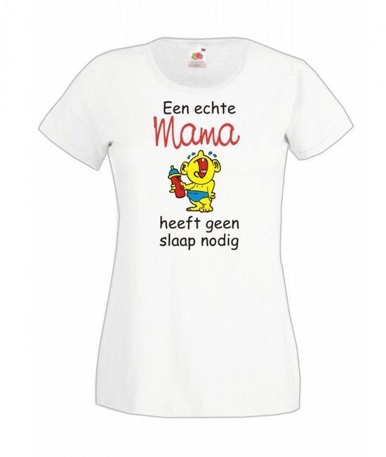 Mijncadeautje Dames T-shirt wit XL Een echte Mama heeft geen slaap nodig