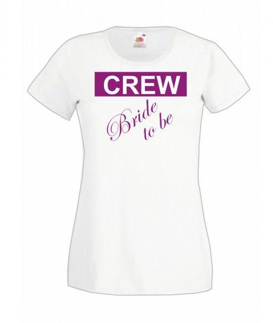 Mijncadeautje Dames T-shirt wit XS Crew Bride to be