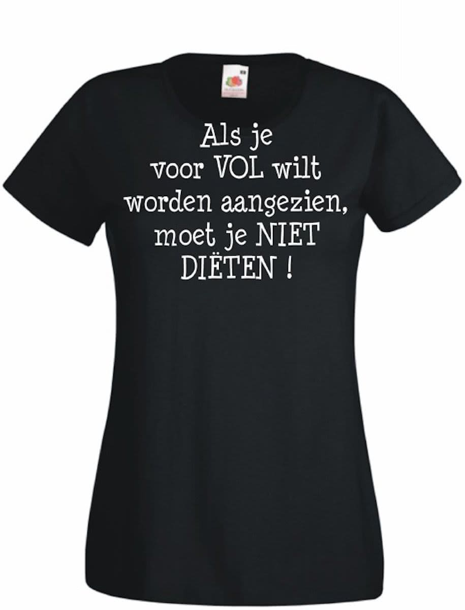 Mijncadeautje Dames T-shirt zwart (maat L) Als je voor vol wilt worden aangezien