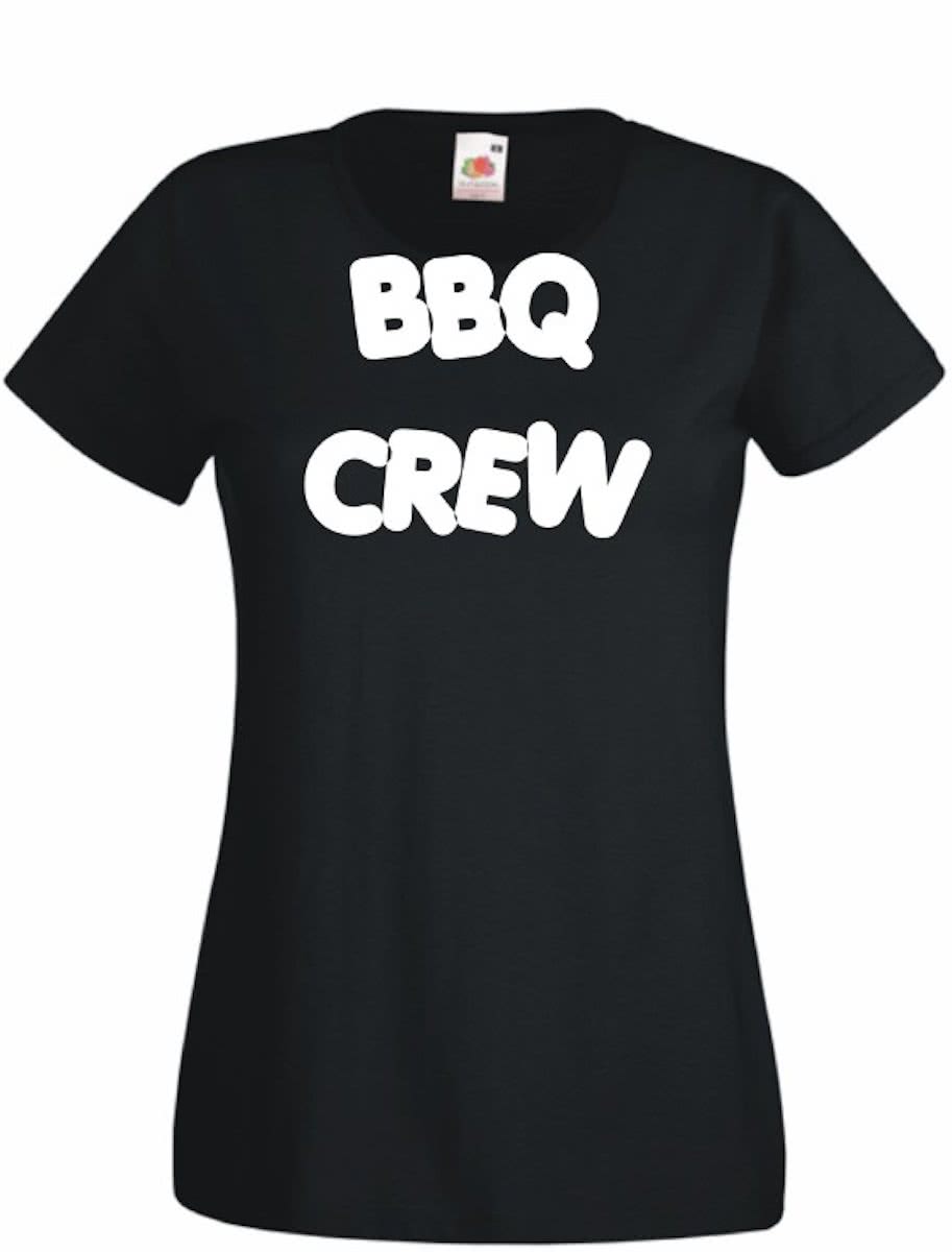 Mijncadeautje Dames T-shirt zwart (maat S) BBQ Crew