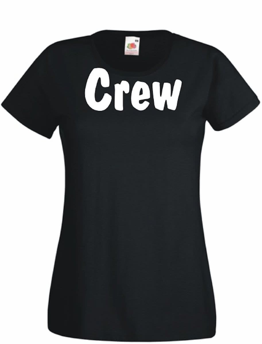 Mijncadeautje Dames T-shirt zwart (maat S) Crew - tekst voorzijde