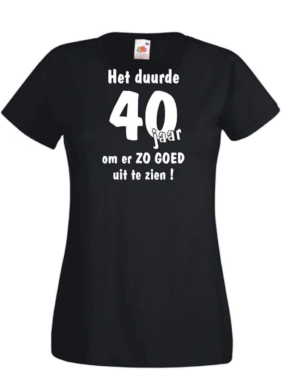 Mijncadeautje Dames T-shirt zwart (maat XL) Het duurde 40 jaar om er zo goed uit te zien