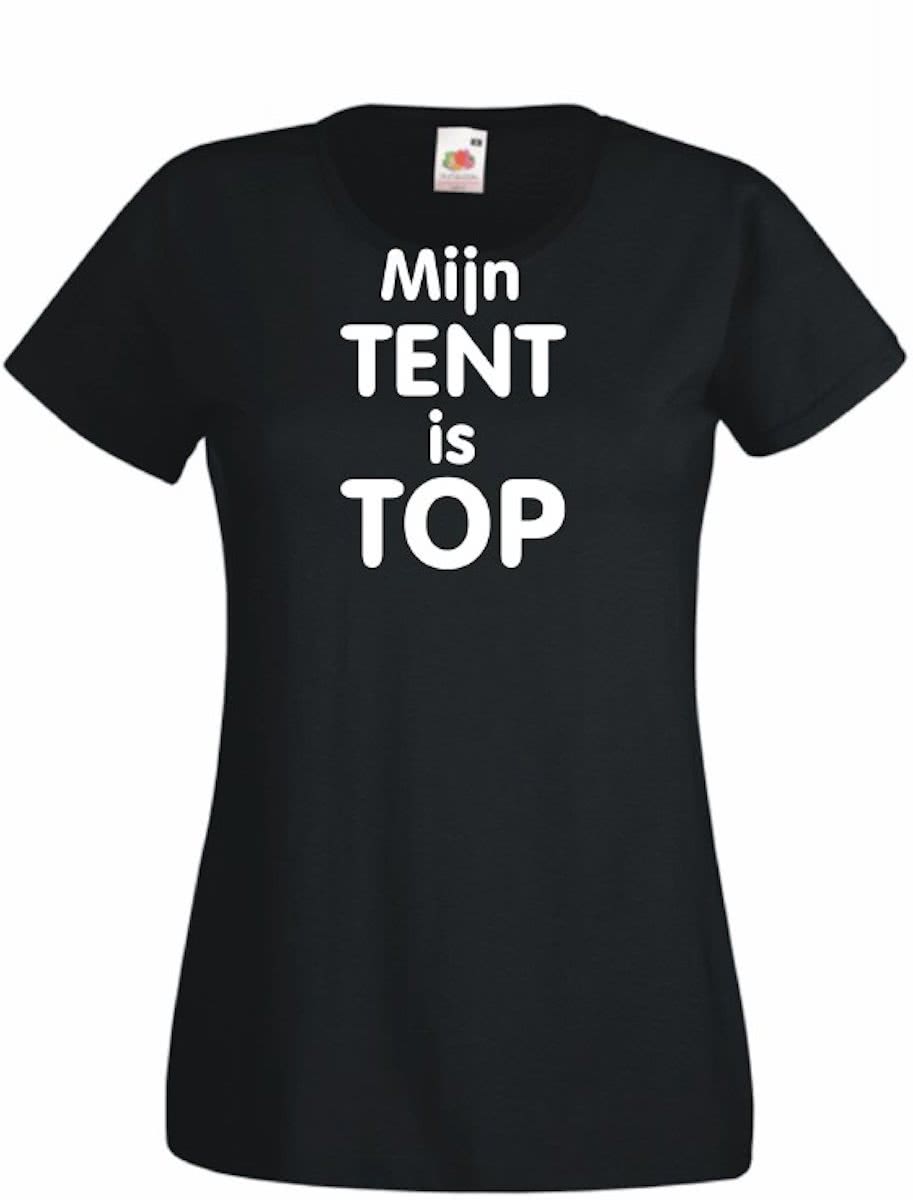 Mijncadeautje Dames T-shirt zwart (maat XL) Mijn tent is top