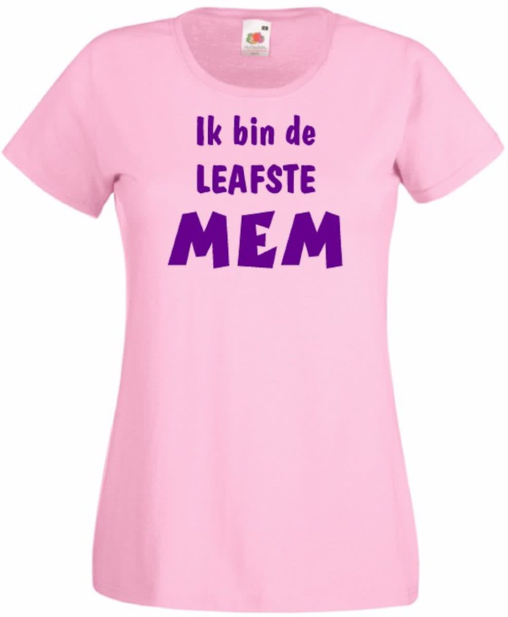 Mijncadeautje Frysl�n T-shirt Ik ben de leafste MEM Dames ROZE (maat M)