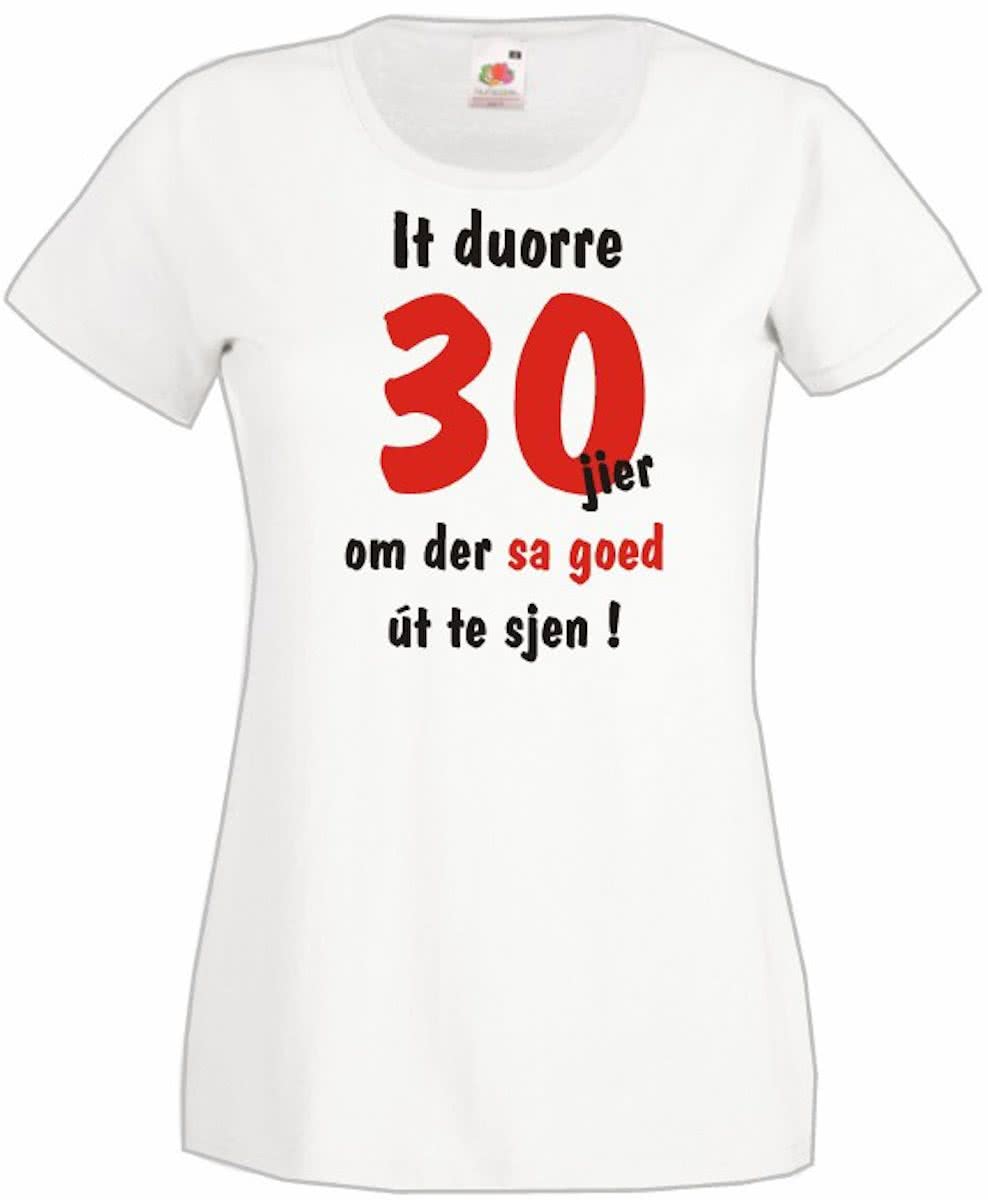 Mijncadeautje Frysl�n T-shirt It duorre 30 jier Dames WIT (maat L)