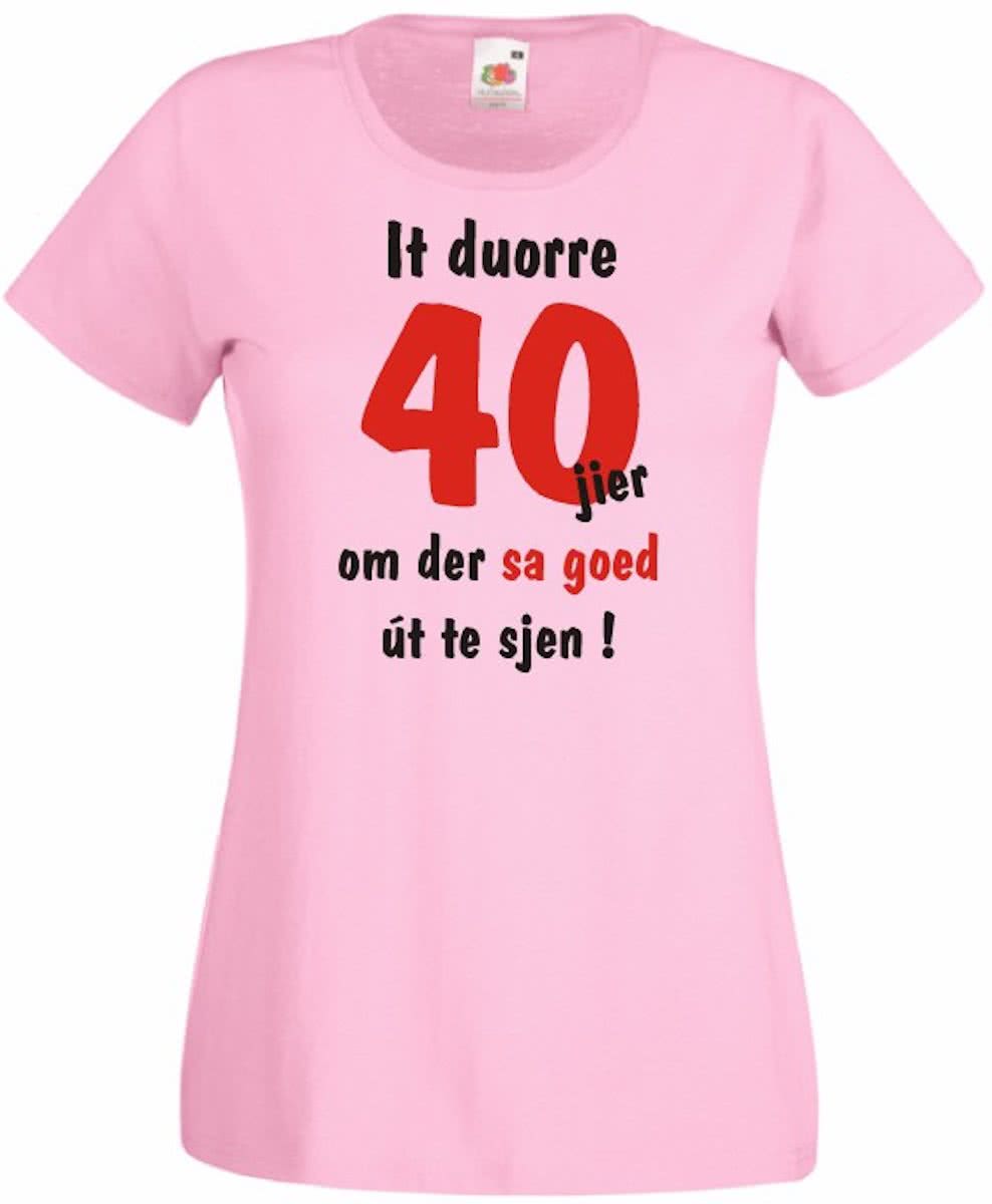 Mijncadeautje Frysl�n T-shirt It duorre 40 jier Dames ROZE (maat M)