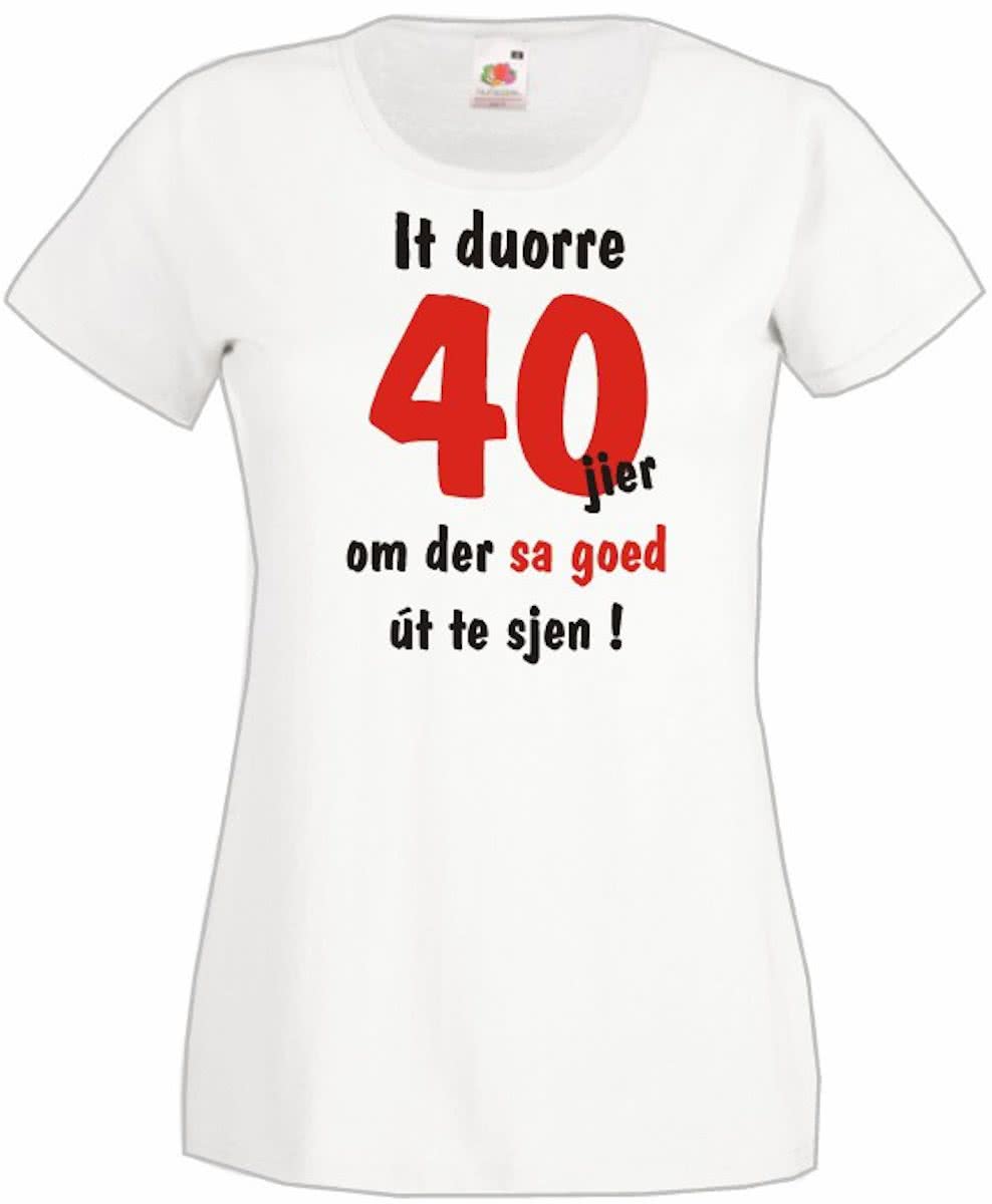 Mijncadeautje Frysl�n T-shirt It duorre 40 jier Dames WIT (maat L)