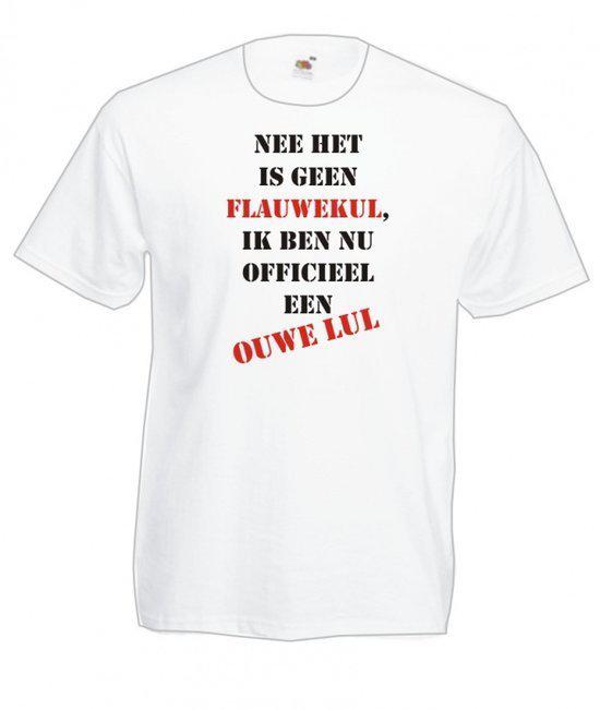 Mijncadeautje Heren Leeftijd T-shirt wit maat XL Geen flauwekul ik ben officieel een ouwe lul (Abraham)