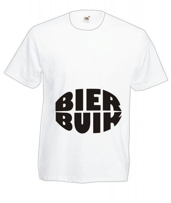 Mijncadeautje Heren T-shirt wit maat L Bierbuik