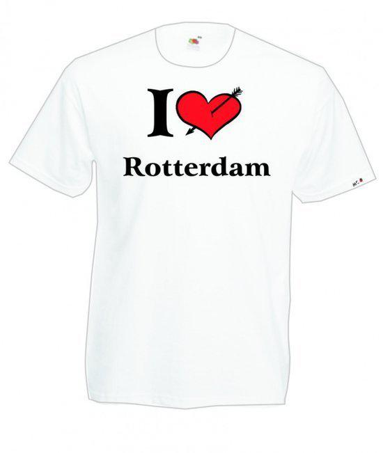 Mijncadeautje Heren T-shirt wit maat L I love Rotterdam