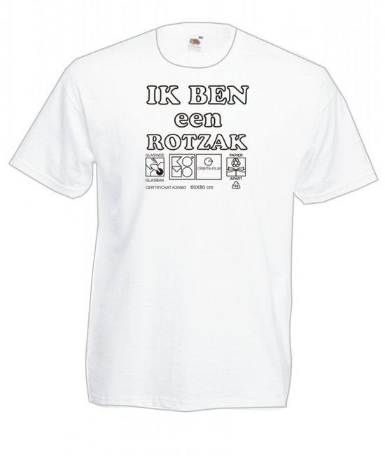 Mijncadeautje Heren T-shirt wit maat L Ik ben een rotzak