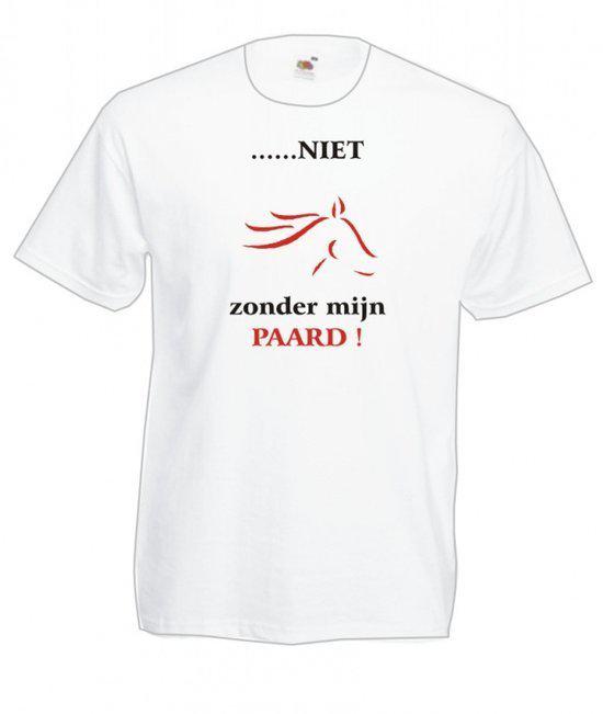 Mijncadeautje Heren T-shirt wit maat L Niet zonder mijn paard