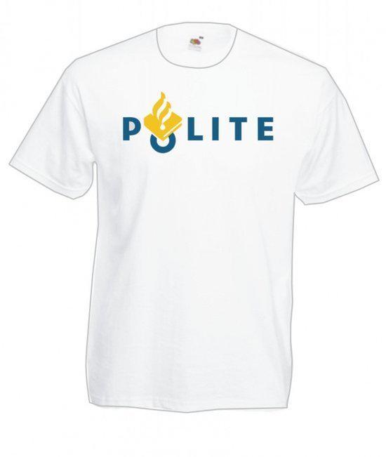 Mijncadeautje Heren T-shirt wit maat L Polite