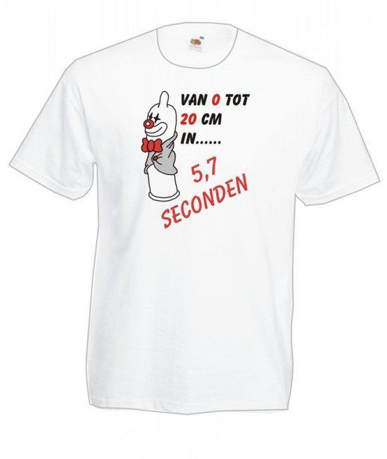 Mijncadeautje Heren T-shirt wit maat L Van 0 tot 20 cm in 5 seconden