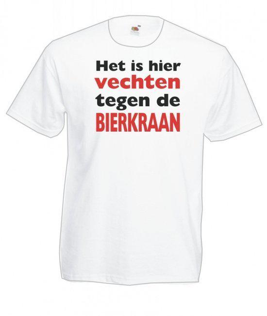 Mijncadeautje Heren T-shirt wit maat L Vechten tegen de bierkraan