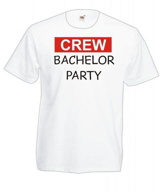 Mijncadeautje Heren T-shirt wit maat M Crew, bachelor party