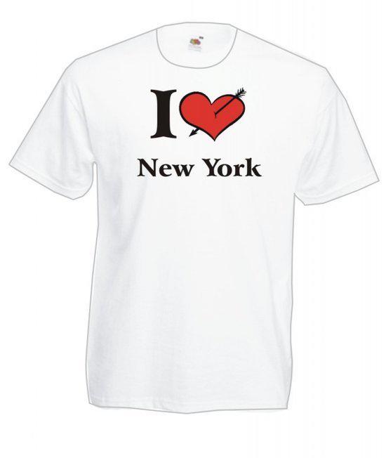 Mijncadeautje Heren T-shirt wit maat M I love New York