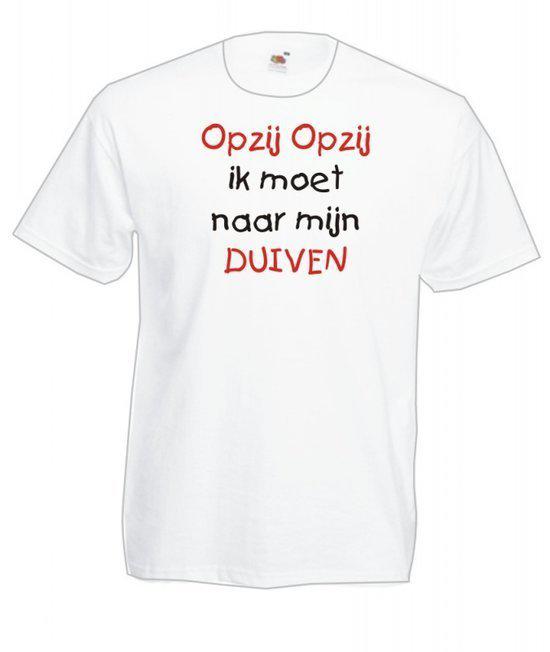 Mijncadeautje Heren T-shirt wit maat M Opzij opzij naar mijn duiven