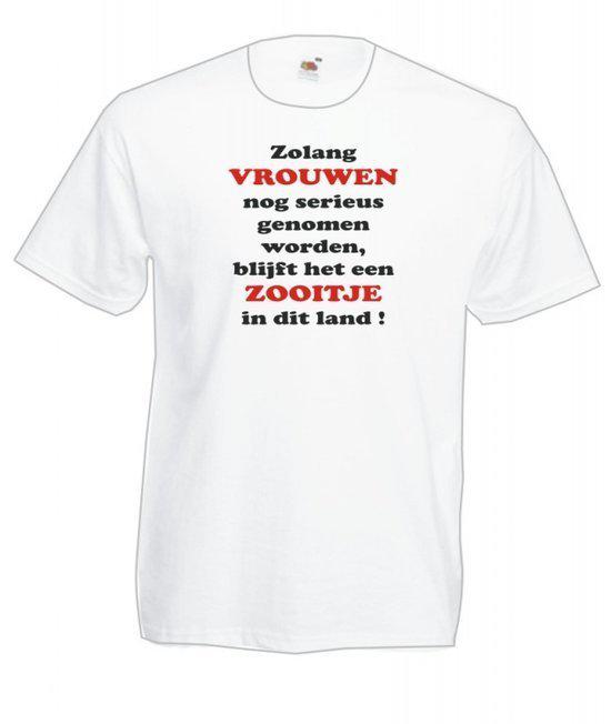 Mijncadeautje Heren T-shirt wit maat XL Zolang vrouwen nog serieus genomen worden