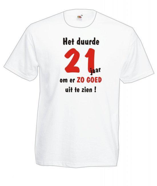 Mijncadeautje Heren leeftijd T-shirt Wit maat L Het duurde 21 jaar om er zo goed uit te zien