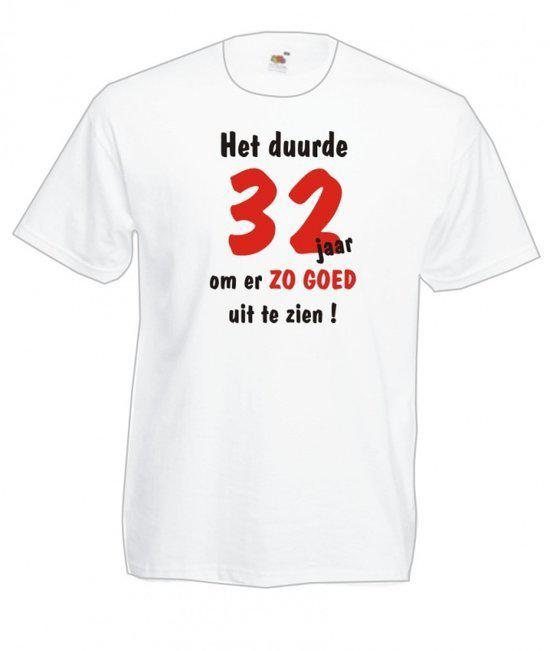 Mijncadeautje Heren leeftijd T-shirt Wit maat L Het duurde 32 jaar om er zo goed uit te zien