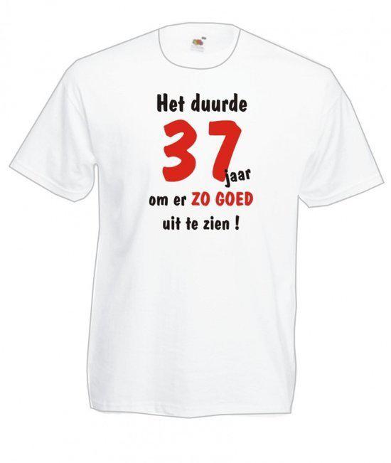 Mijncadeautje Heren leeftijd T-shirt Wit maat L Het duurde 37 jaar om er zo goed uit te zien