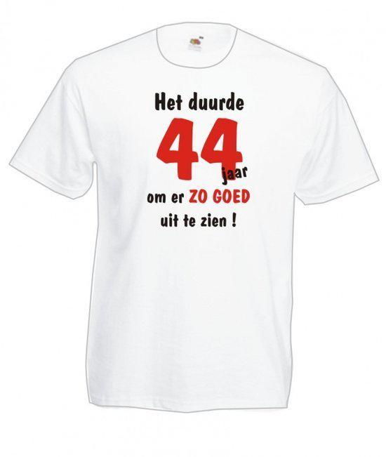 Mijncadeautje Heren leeftijd T-shirt Wit maat L Het duurde 44 jaar om er zo goed uit te zien