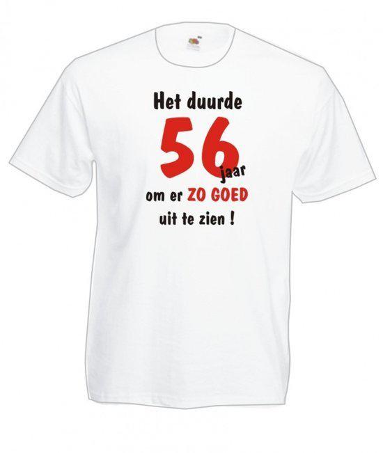 Mijncadeautje Heren leeftijd T-shirt Wit maat L Het duurde 56 jaar om er zo goed uit te zien