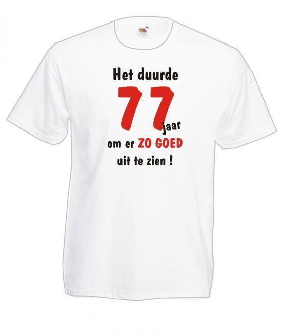 Mijncadeautje Heren leeftijd T-shirt Wit maat L Het duurde 77 jaar om er zo goed uit te zien