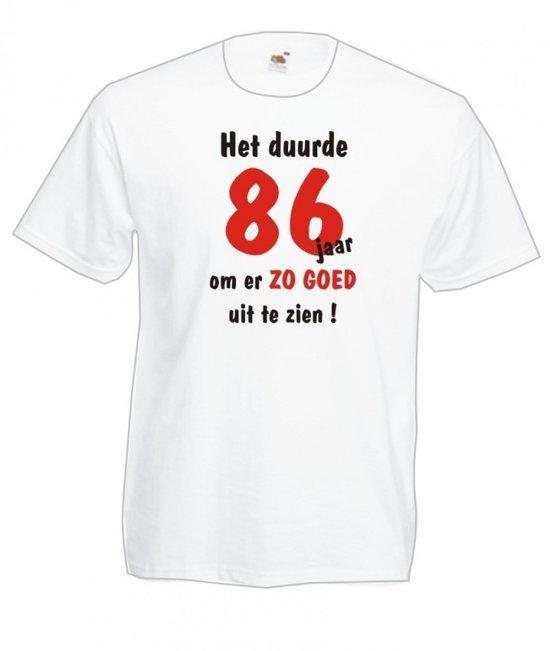 Mijncadeautje Heren leeftijd T-shirt Wit maat L Het duurde 86 jaar om er zo goed uit te zien