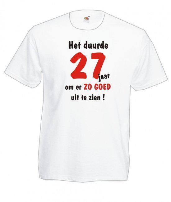 Mijncadeautje Heren leeftijd T-shirt Wit maat M Het duurde 27 jaar om er zo goed uit te zien