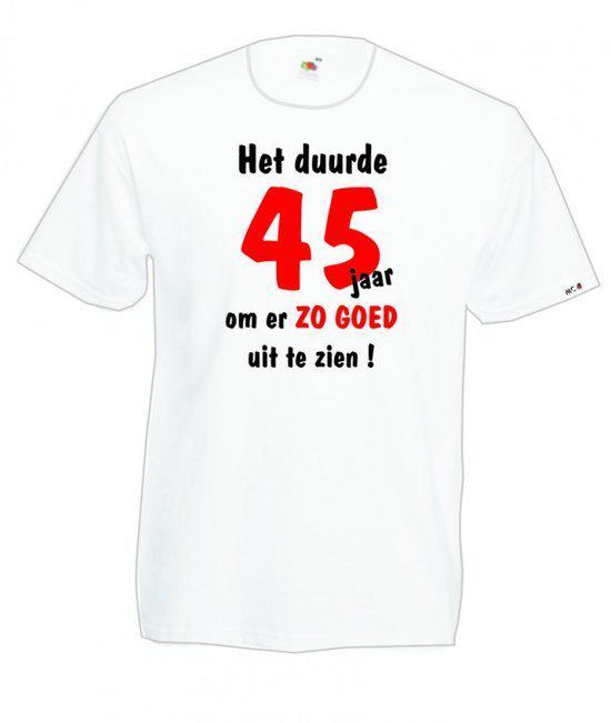 Mijncadeautje Heren leeftijd T-shirt Wit maat M Het duurde 45 jaar om er zo goed uit te zien