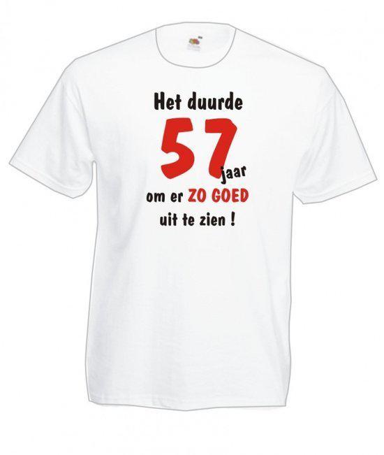 Mijncadeautje Heren leeftijd T-shirt Wit maat M Het duurde 57 jaar om er zo goed uit te zien