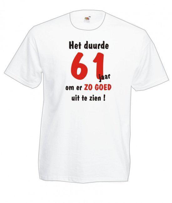 Mijncadeautje Heren leeftijd T-shirt Wit maat M Het duurde 61 jaar om er zo goed uit te zien