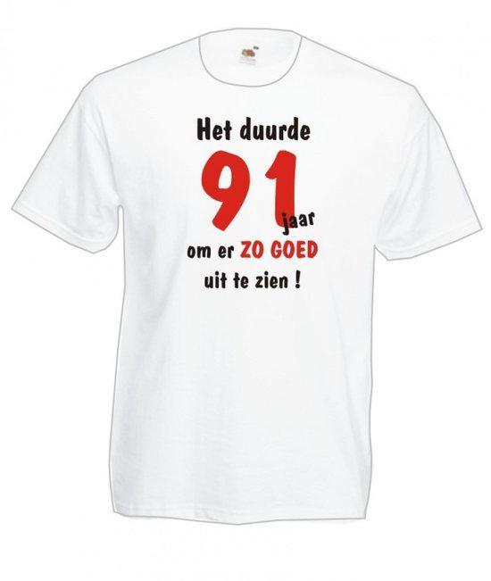 Mijncadeautje Heren leeftijd T-shirt Wit maat M Het duurde 91 jaar om er zo goed uit te zien