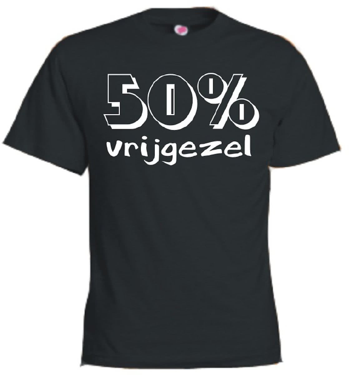 Mijncadeautje T-shirt - 50% vrijgezel - Unisex Zwart (maat M)