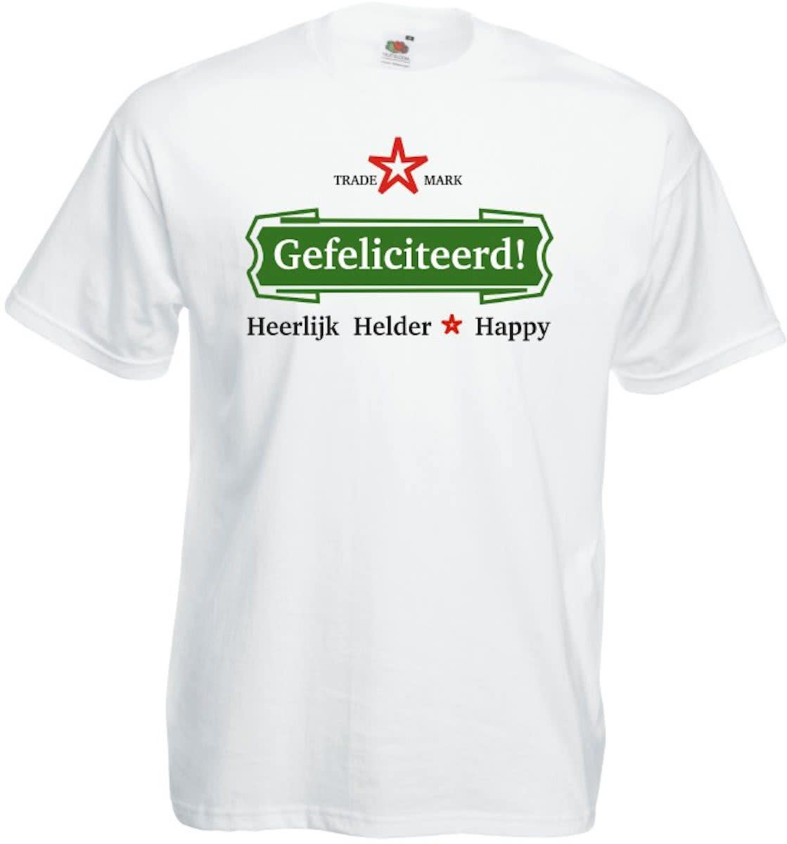 Mijncadeautje T-shirt - Gefeliciteerd, heerlijk, helder - Unisex Wit (maat 3XL)