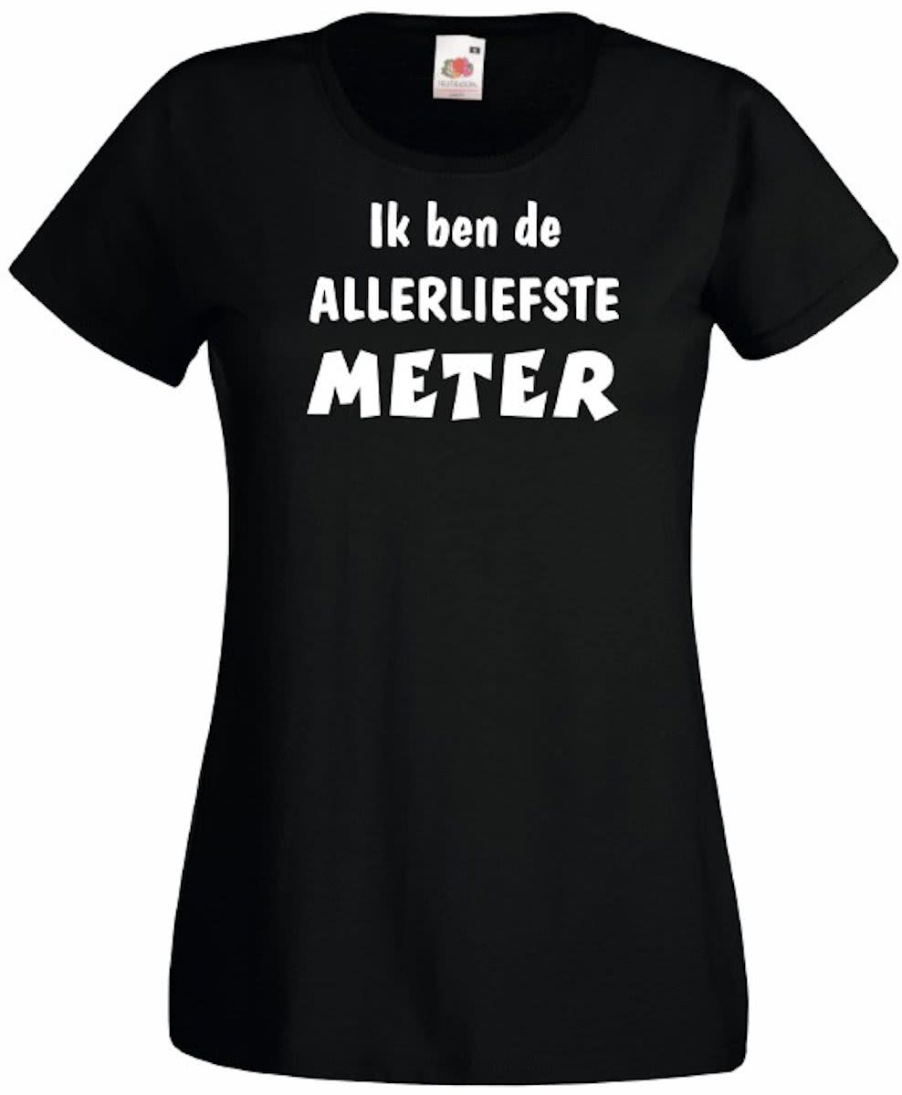 Mijncadeautje T-shirt - Ik ben de liefste METER - Dames Zwart (maat L)