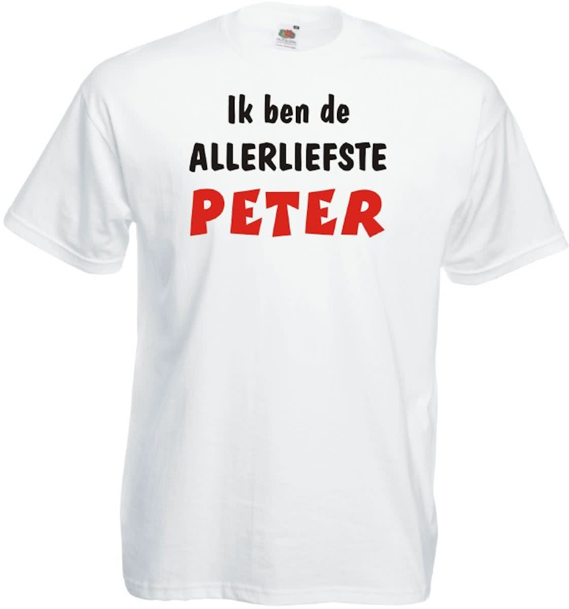 Mijncadeautje T-shirt - Ik ben de liefste PETER - Unisex Wit (maat 3XL)