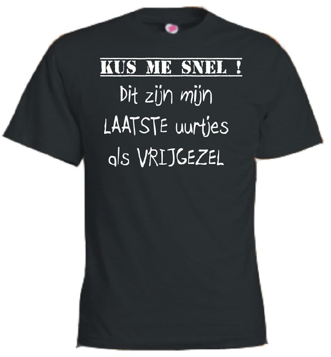 Mijncadeautje T-shirt - Kus me snel, laatste uurtjes vrijgezel - Unisex Zwart (maat 3XL)