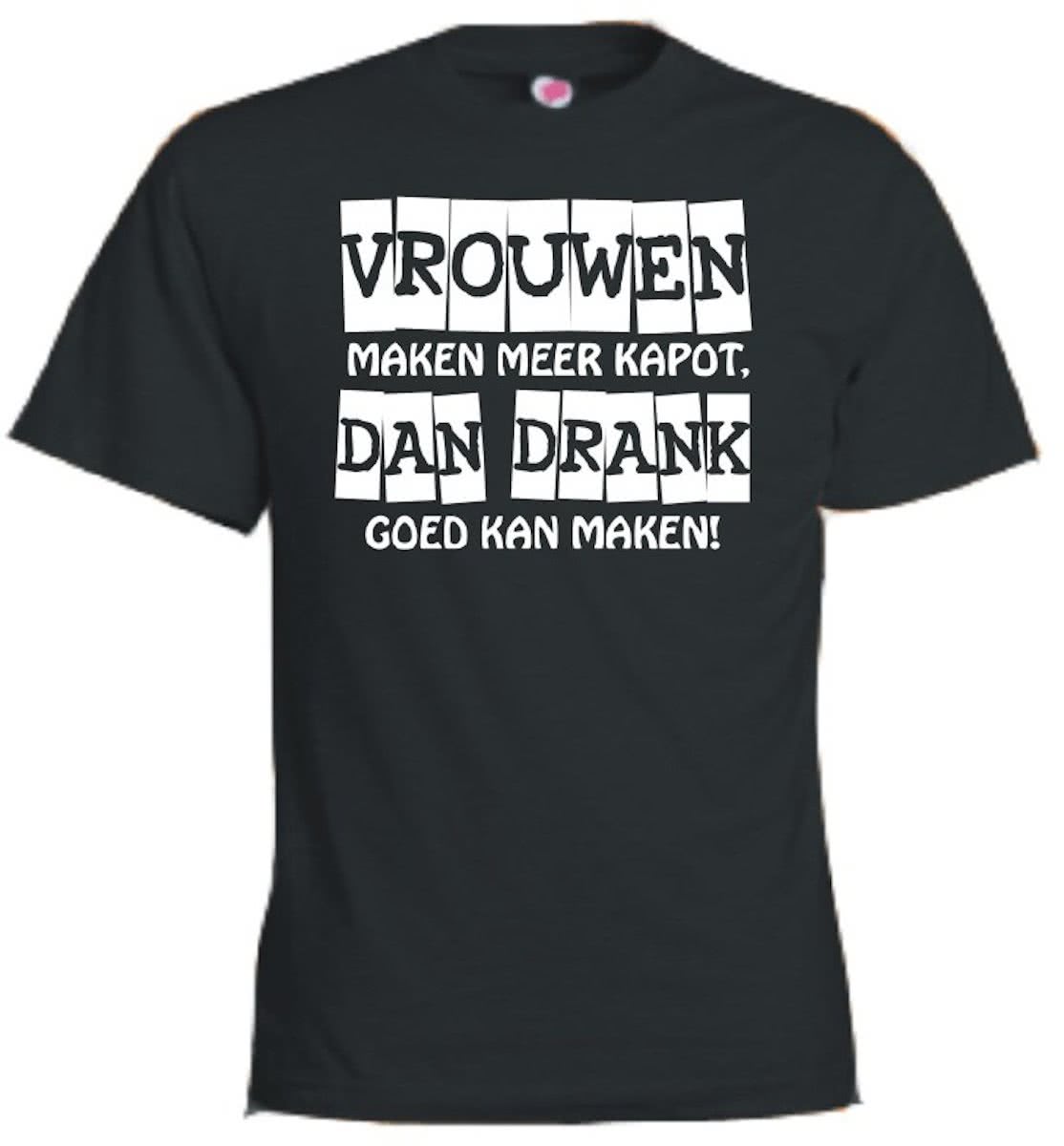 Mijncadeautje T-shirt - Vrouwen maken meer kapot dan drank.... - Heren Zwart (maat M)