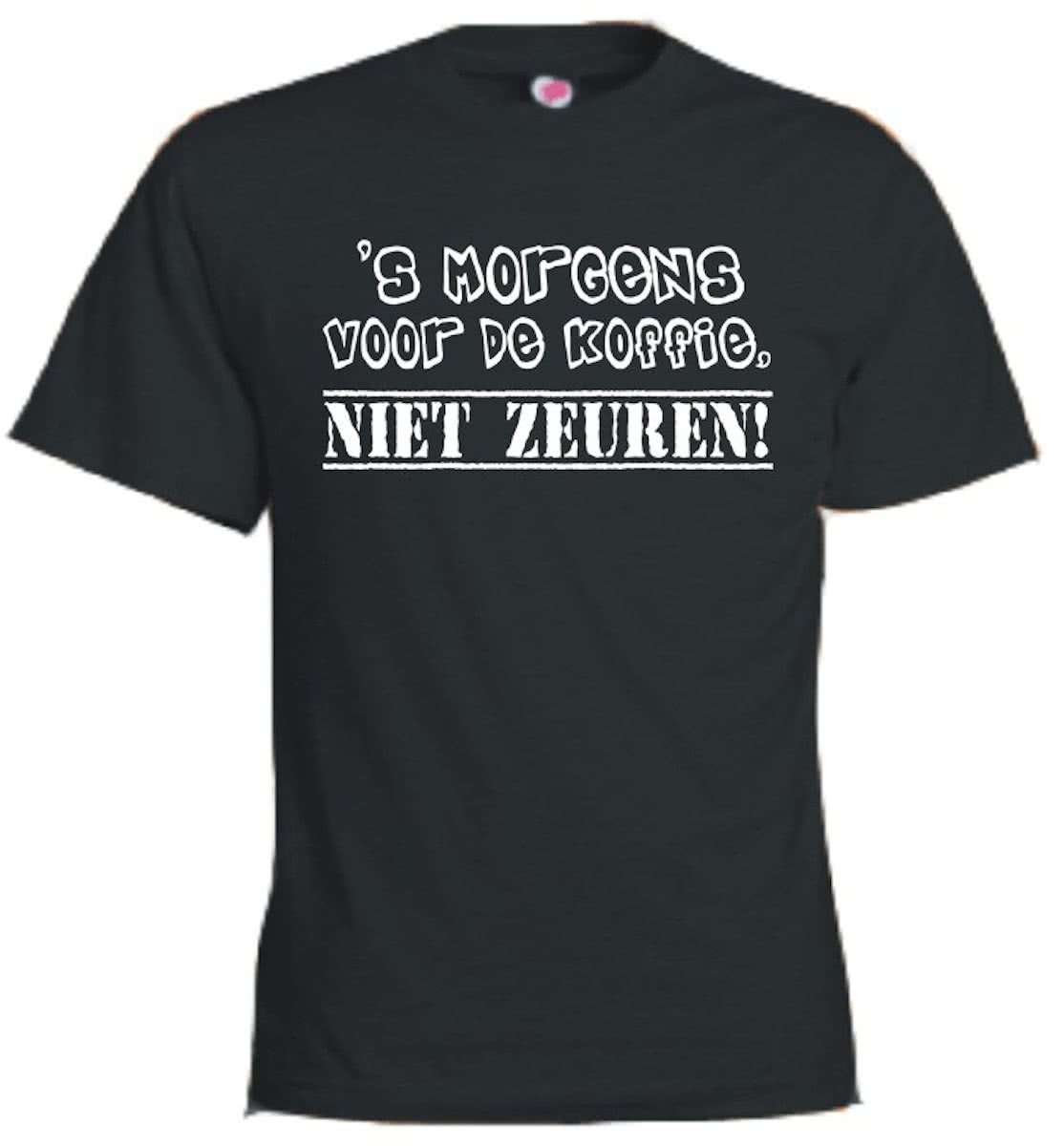 Mijncadeautje T-shirt - s Morgens voor de koffie niet zeuren - Unisex Zwart (maat XL)