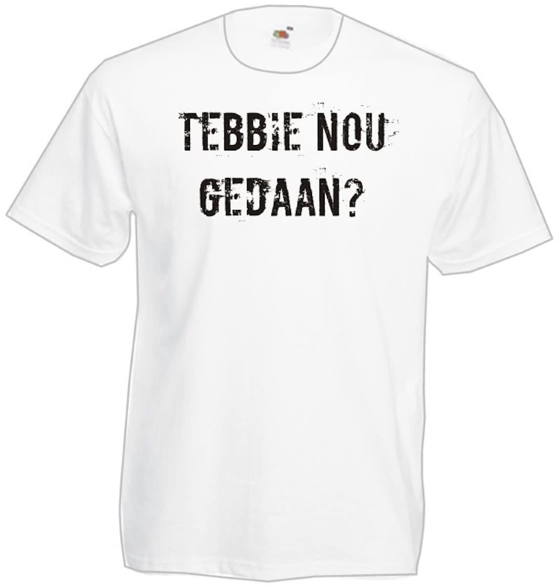 Mijncadeautje T-shirt TEBBIE nou gedaan?  Heren WIT (maat L)