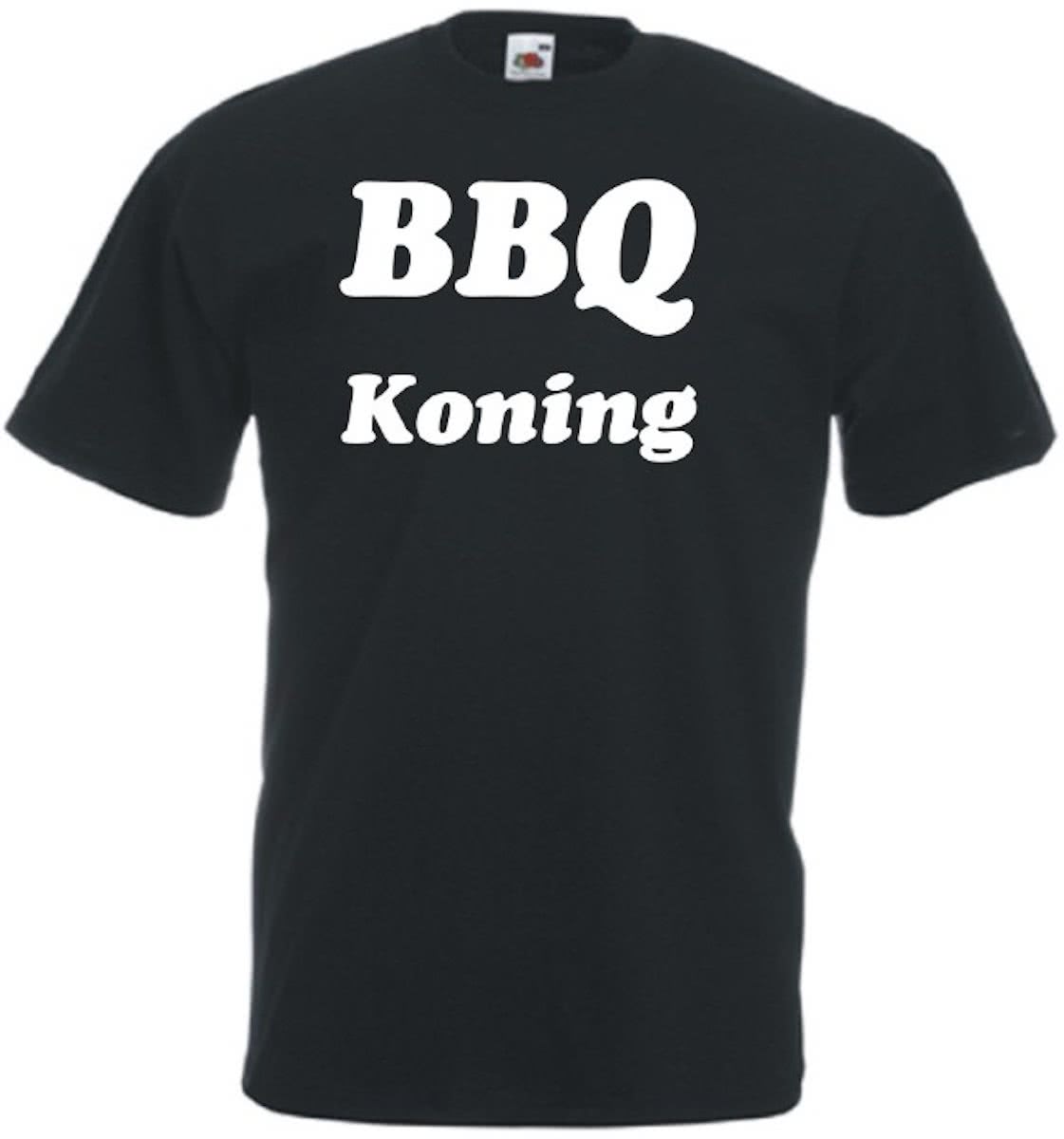 Mijncadeautje Unisex T-shirt zwart (maat L) BBQ Koning