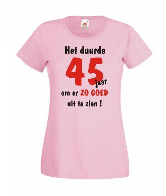 Mijncadeautje dames leeftijd T-shirt roze maat L Het duurde 45 jaar om er zo goed uit te zien