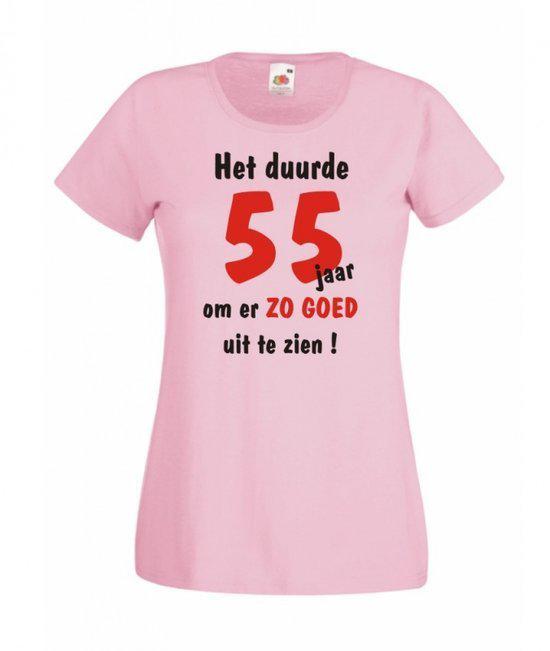 Mijncadeautje dames leeftijd T-shirt roze maat L Het duurde 55 jaar om er zo goed uit te zien