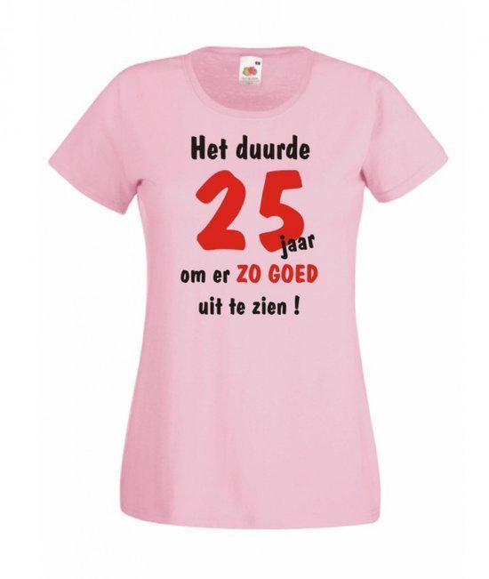 Mijncadeautje dames leeftijd T-shirt roze maat M Het duurde 25 jaar om er zo goed uit te zien