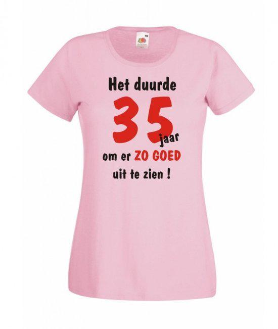 Mijncadeautje dames leeftijd T-shirt roze maat M Het duurde 35 jaar om er zo goed uit te zien