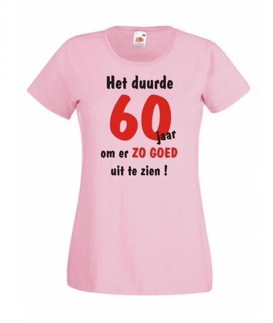 Mijncadeautje dames leeftijd T-shirt roze maat M Het duurde 60 jaar om er zo goed uit te zien