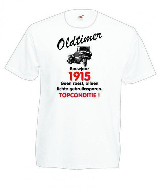 Mijncadeautje heren leeftijd T-shirt wit maat L - Oldtimer Bouwjaar (geboortejaar) 1915